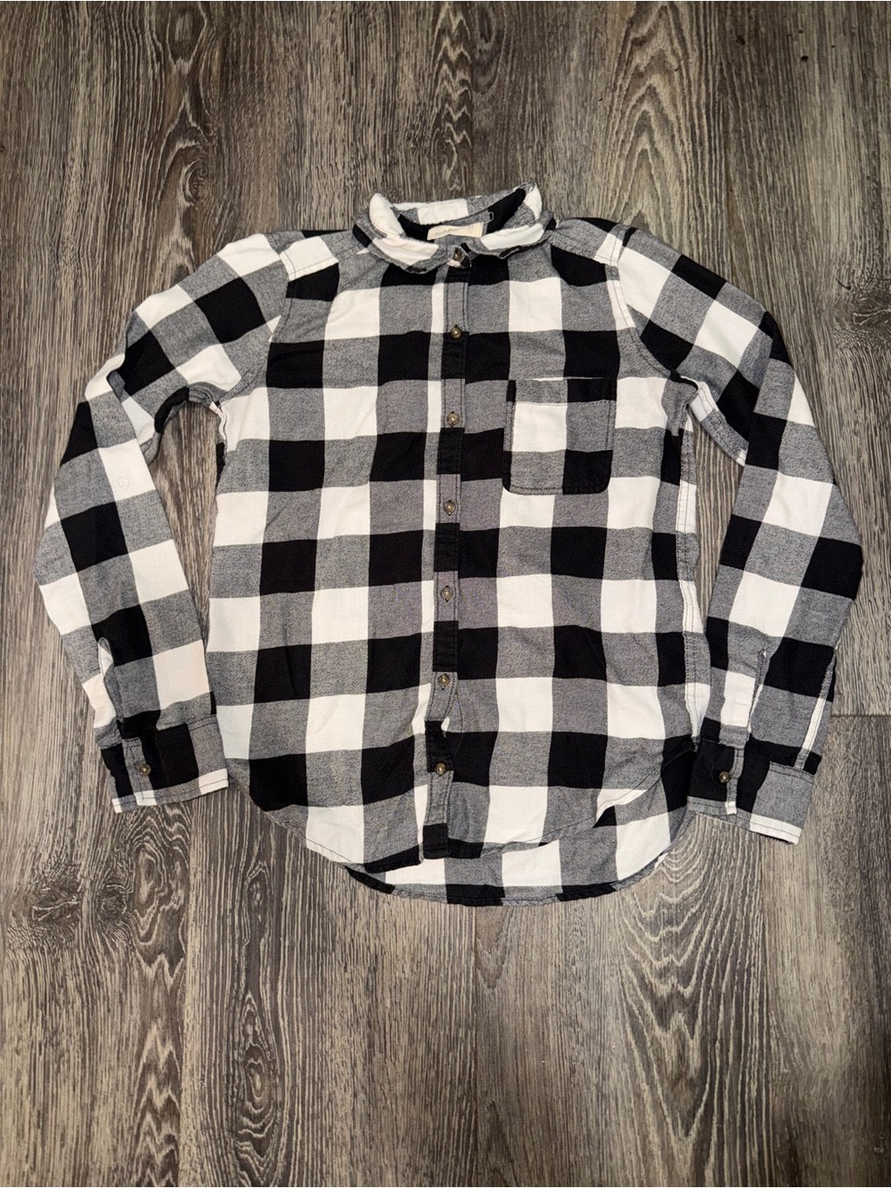 Hollister Co. Y2K Vintage black & white checkered flannel shirt Size XS